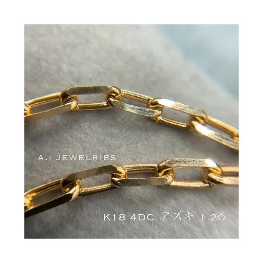 K18 18金 ４面 ダイヤカット 粗目 アズキ 1.20 25センチ メンズ アンクレット 品番 kaa4dc120-25