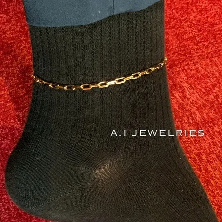 K18 18金 ４面 ダイヤカット 粗目 アズキ 1.20 25センチ メンズ アンクレット 品番 kaa4dc120-25