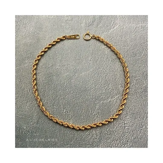 k18 18金 ロープ ブレスレット 20cm 3mm 幅 / k18 Rope bracelet 20cm 3mm 品番kr3m-20