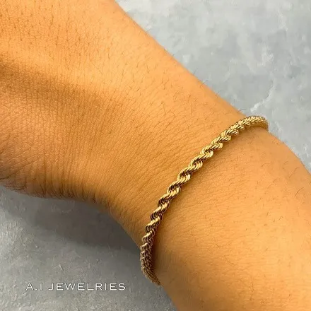 k18 18金 ロープ ブレスレット 20cm 3mm 幅 / k18 Rope bracelet 20cm 3mm 品番kr3m-20