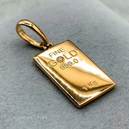 18金 ゴールド バー ダイヤモンド ペンダント / K18 Gold bar diamond pendant 品番bgc-034714