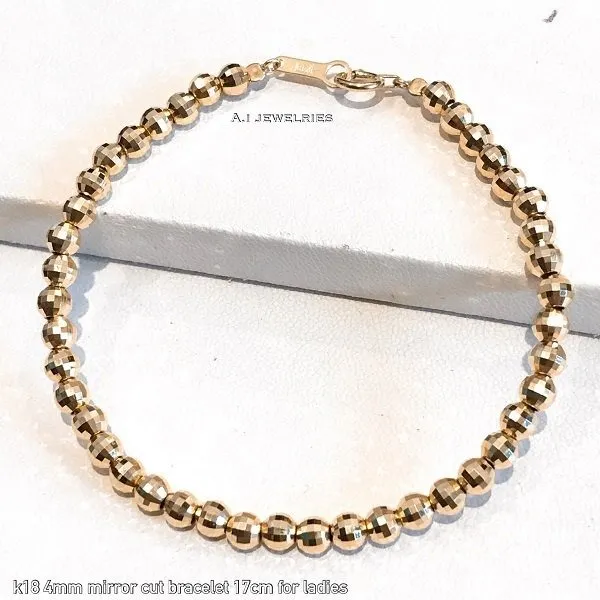 ブレスレット 18金 17cm k18 4mm ミラーカットボール ブレスレット レディース / k18 4mm cut ball bracelet 17cm 品番 kb-4mcb