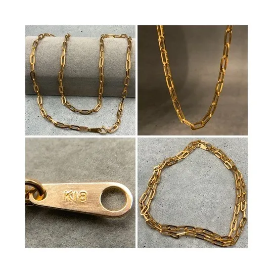 k18 18金 Hクリップ0.85φ ペーパークリップ ネックレス 5g 50cm / k18 Hclip0.85φ paper clip necklace 品番 kpch085-50