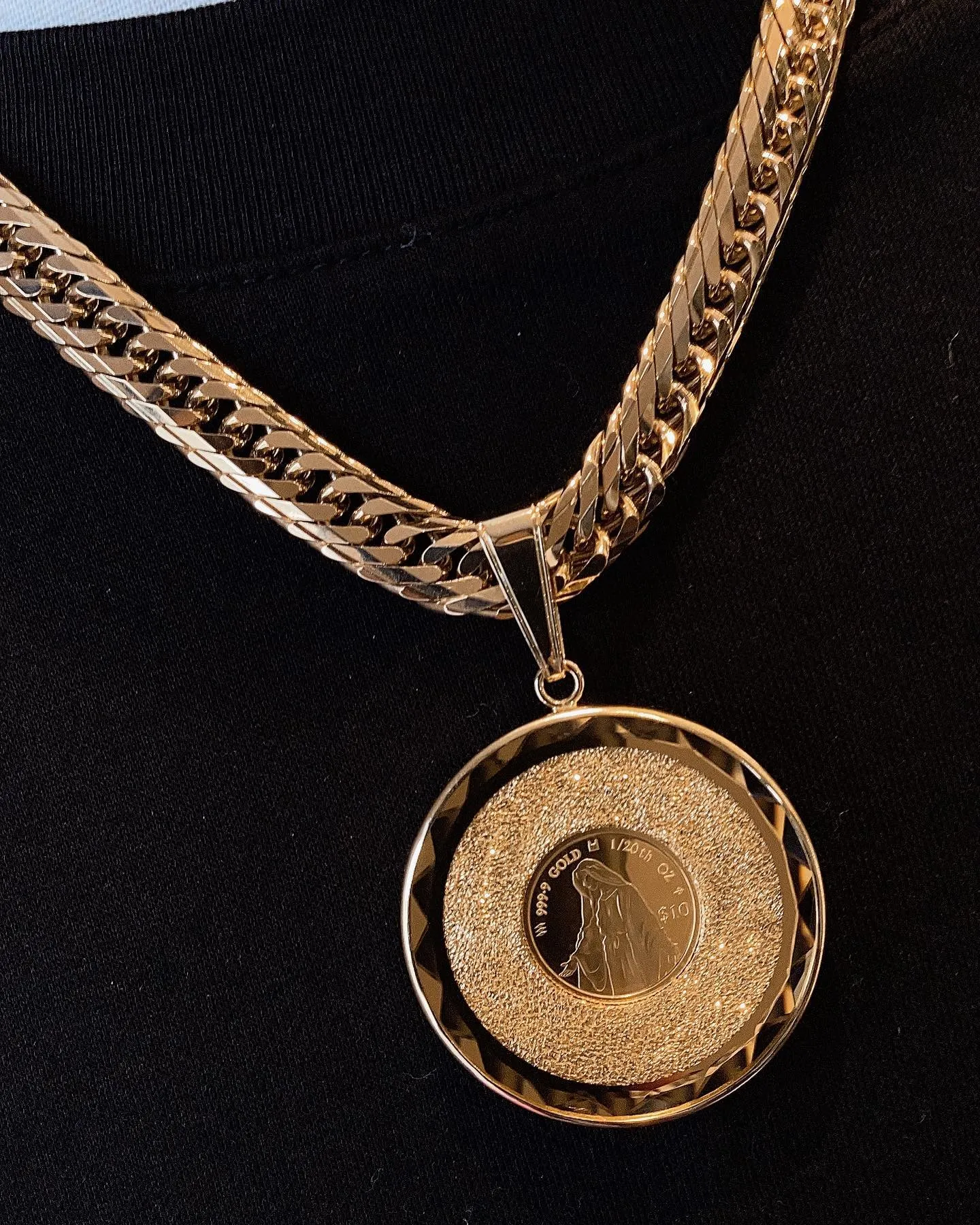 K18 ガラス付きコインペンダント⁎⁺˳✧༚