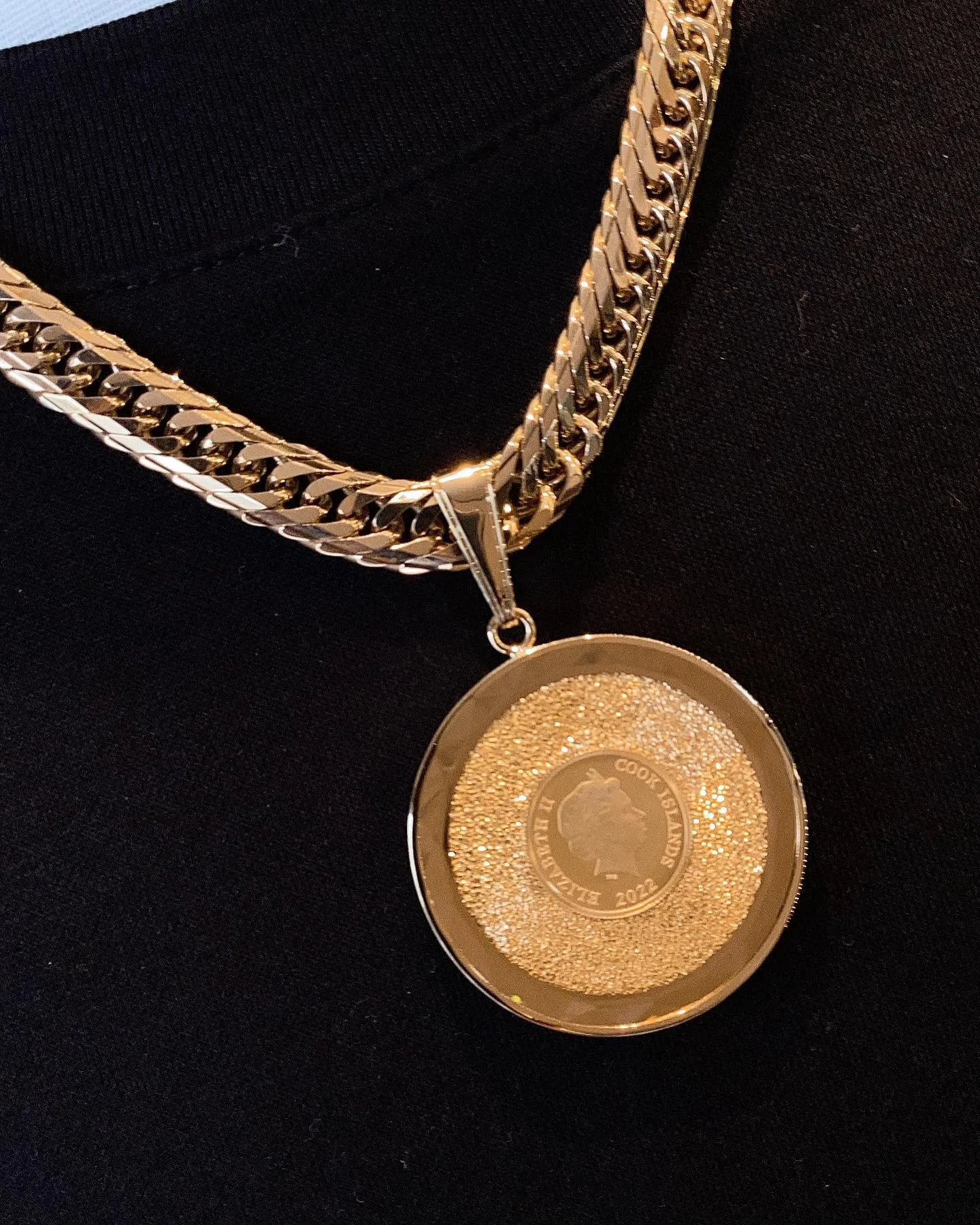 K18 ガラス付きコインペンダント⁎⁺˳✧༚