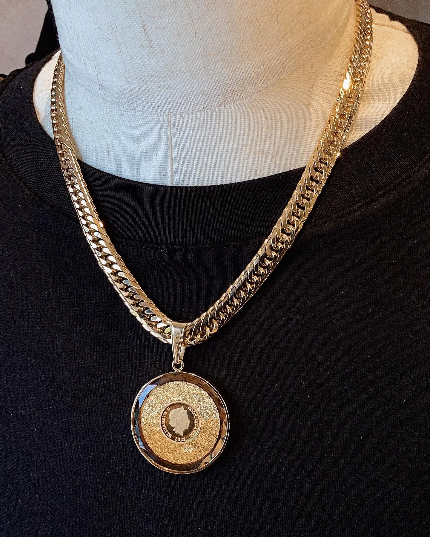 K18 ガラス付きコインペンダント⁎⁺˳✧༚