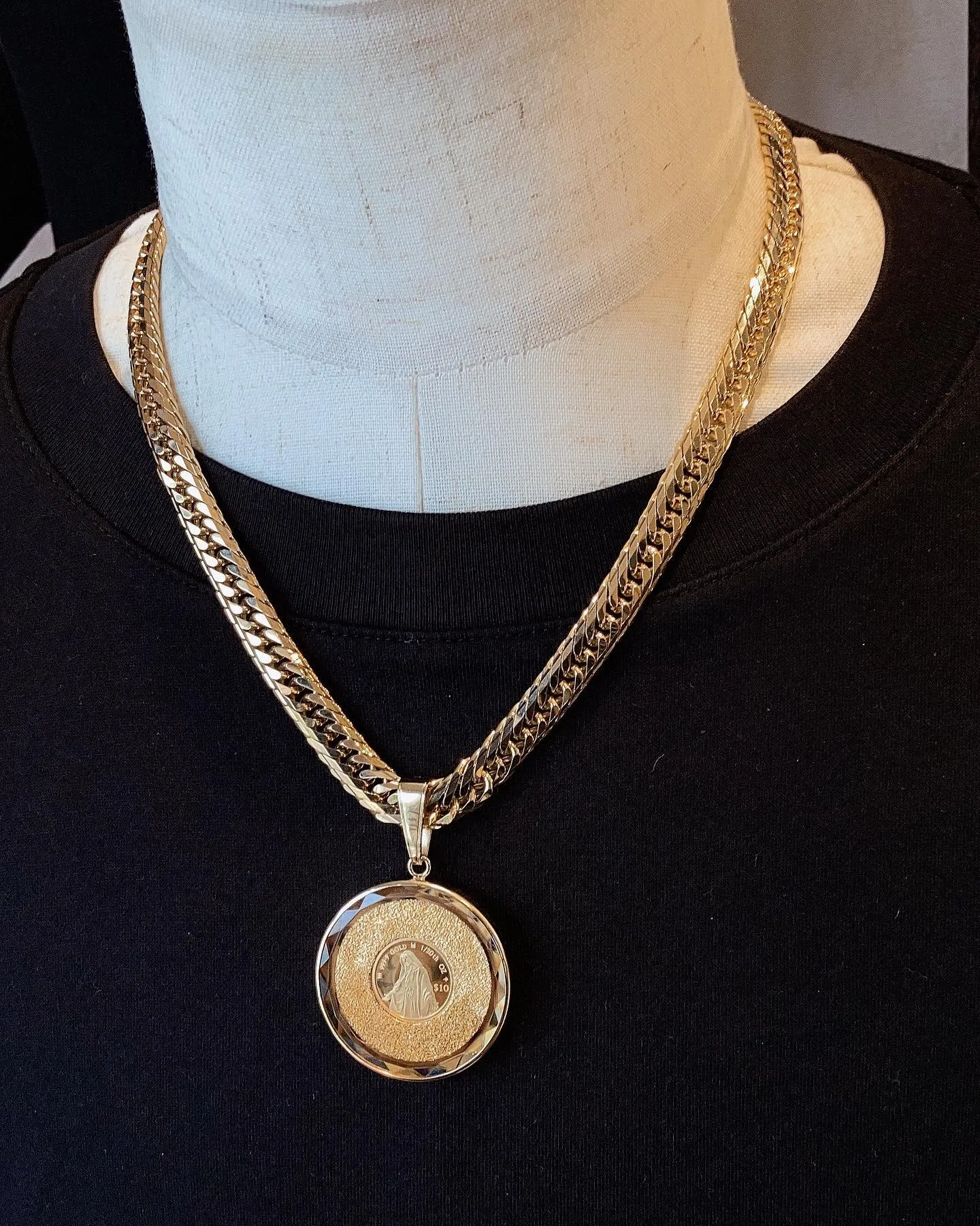 K18 ガラス付きコインペンダント⁎⁺˳✧༚