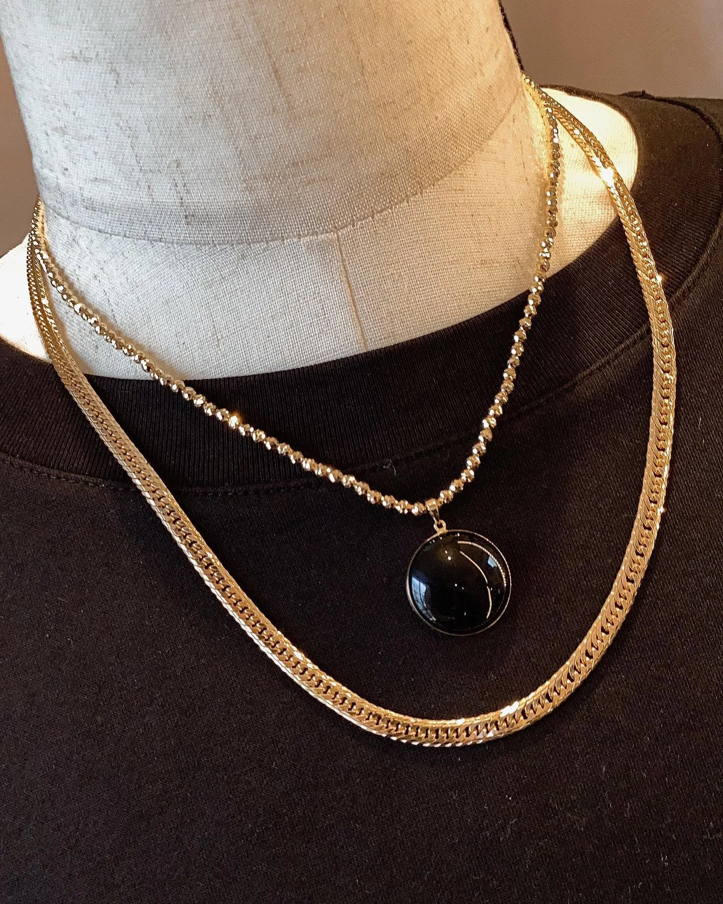 K18 オニキスペンダント⁎⁺˳✧༚