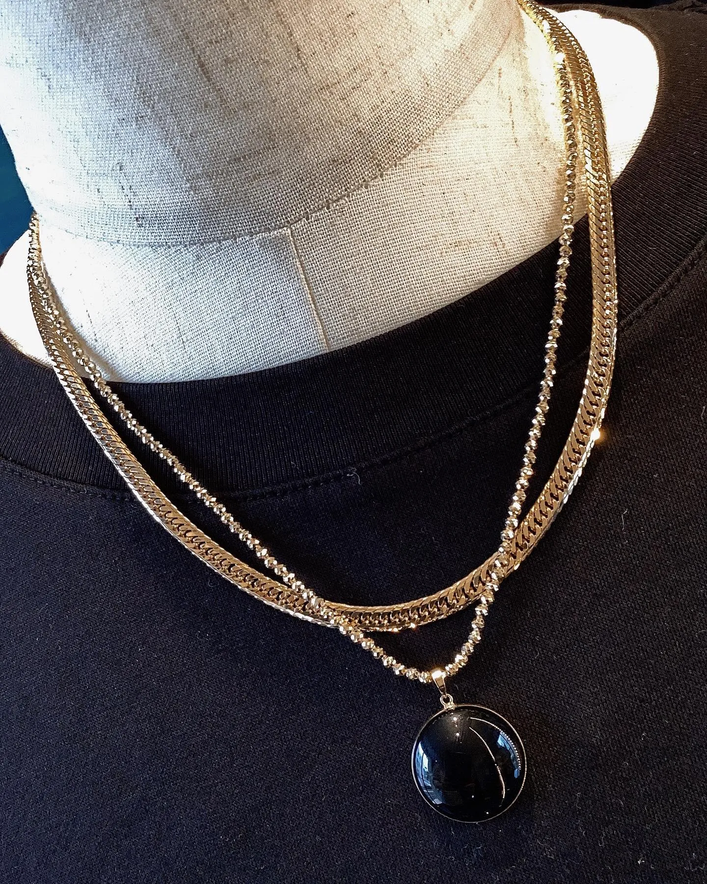 K18 オニキスペンダント⁎⁺˳✧༚