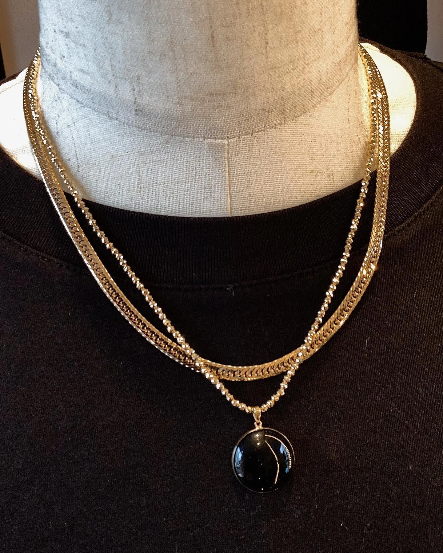 K18 オニキスペンダント⁎⁺˳✧༚