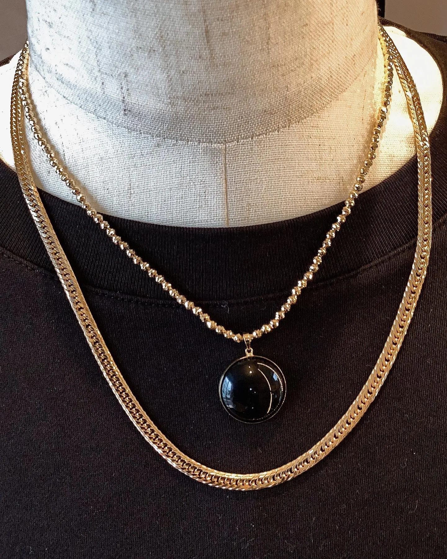 K18 オニキスペンダント⁎⁺˳✧༚