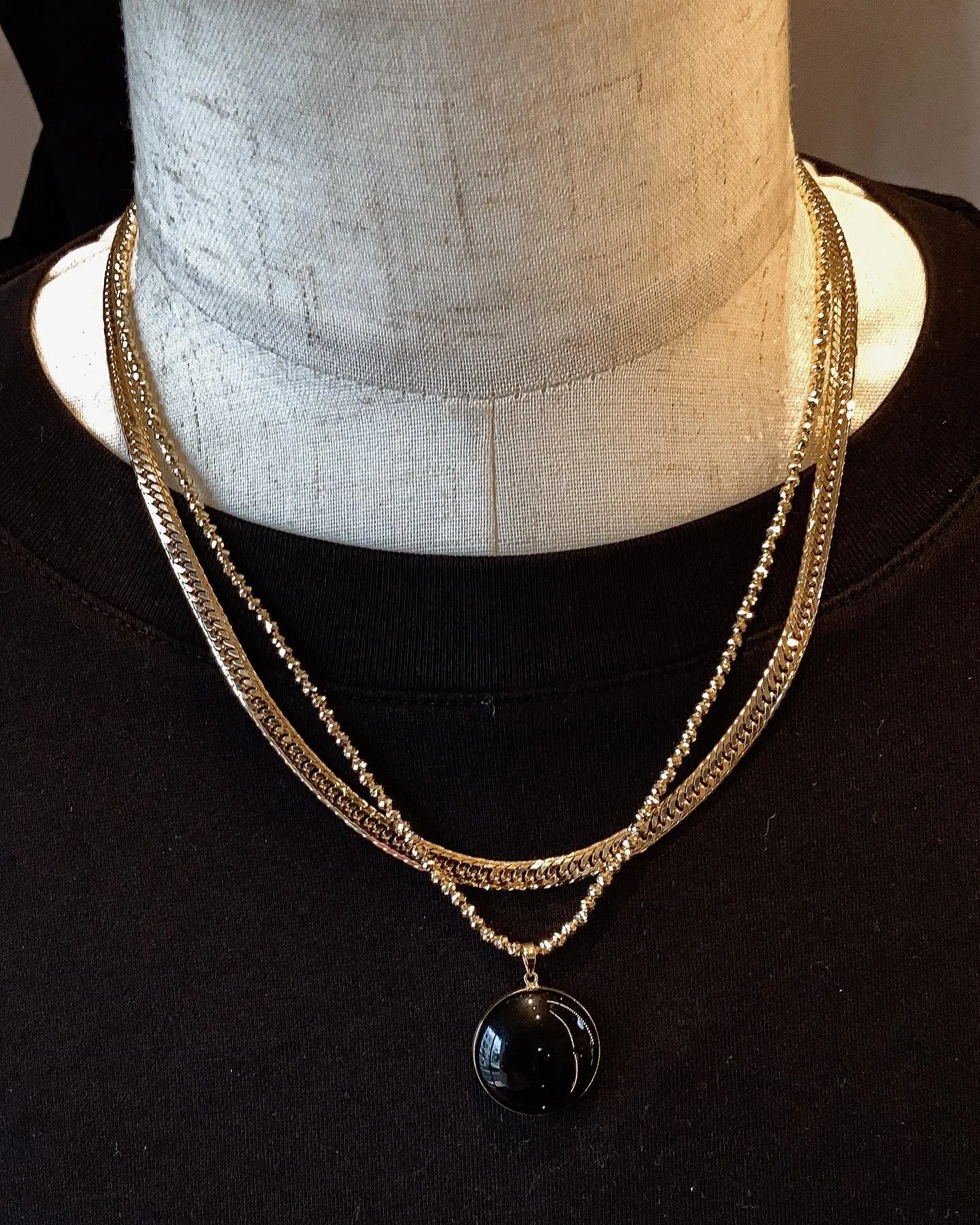 K18 オニキスペンダント⁎⁺˳✧༚