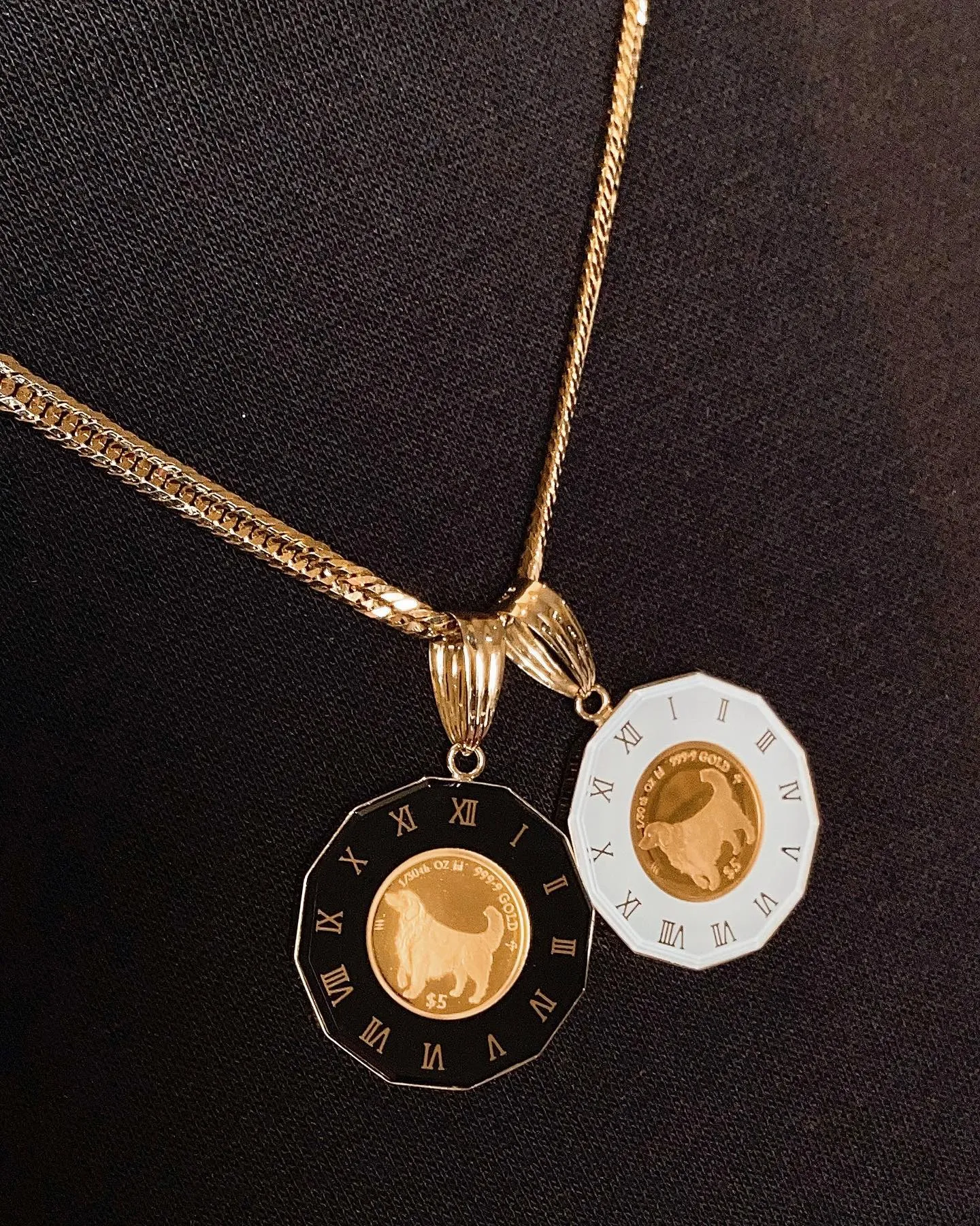 K18 dogガラス付きコインペンダント⁎⁺˳✧༚