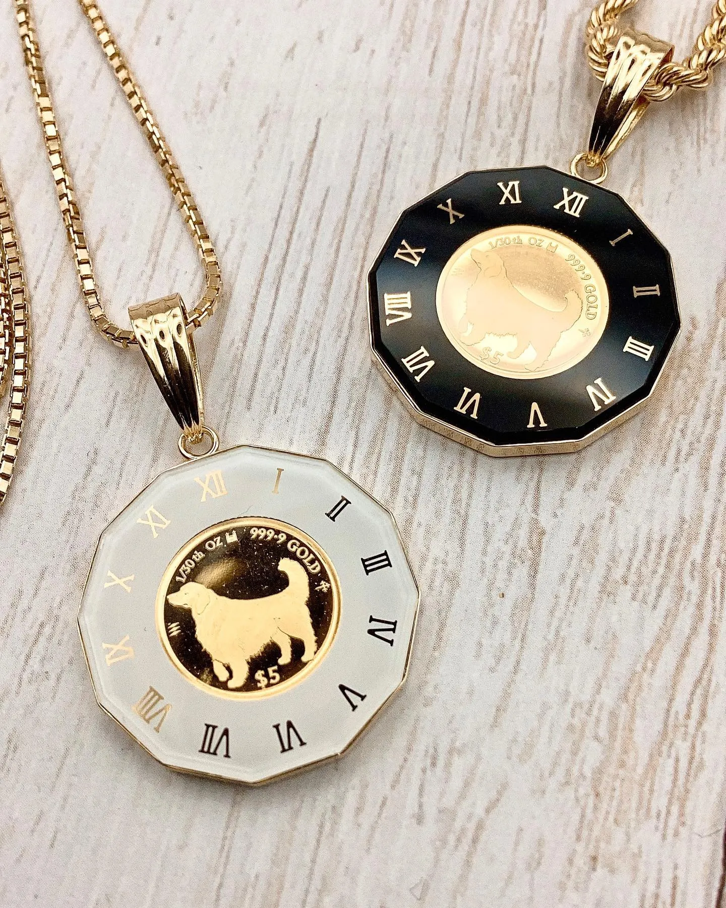 K18 dogガラス付きコインペンダント⁎⁺˳✧༚