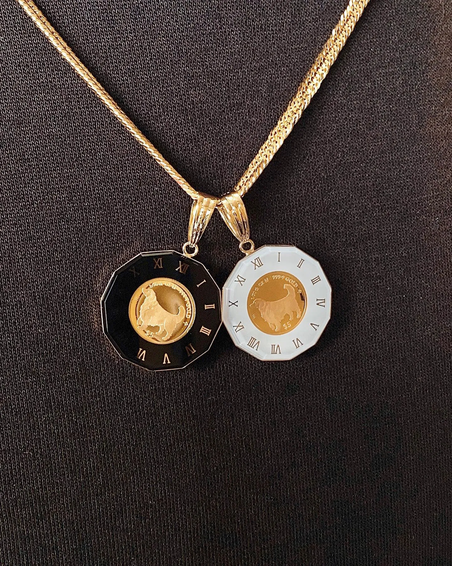 K18 dogガラス付きコインペンダント⁎⁺˳✧༚