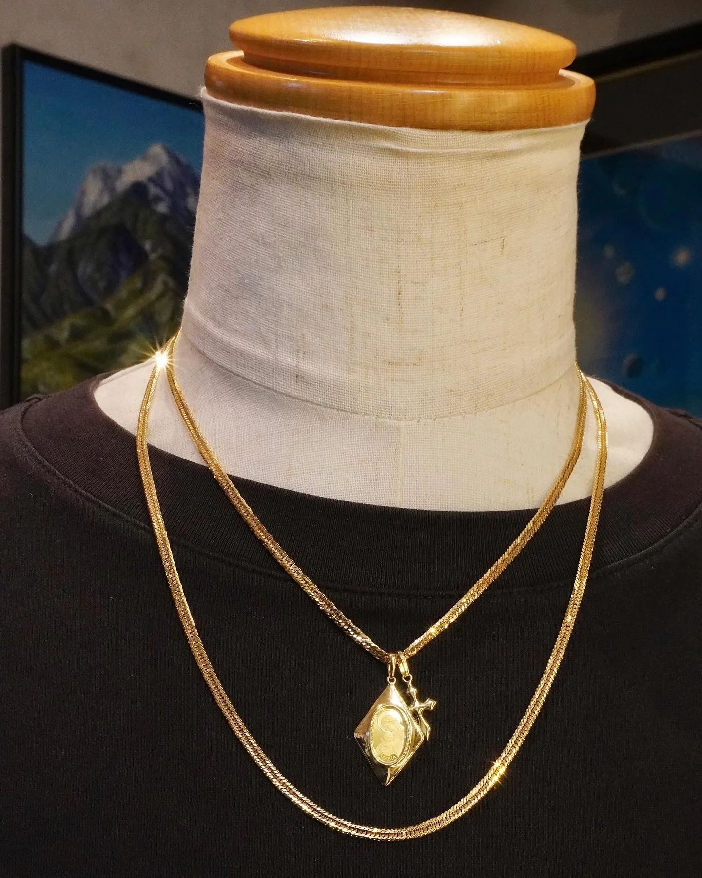 K18 ダブルペンダントコーデ⁎⁺˳✧༚