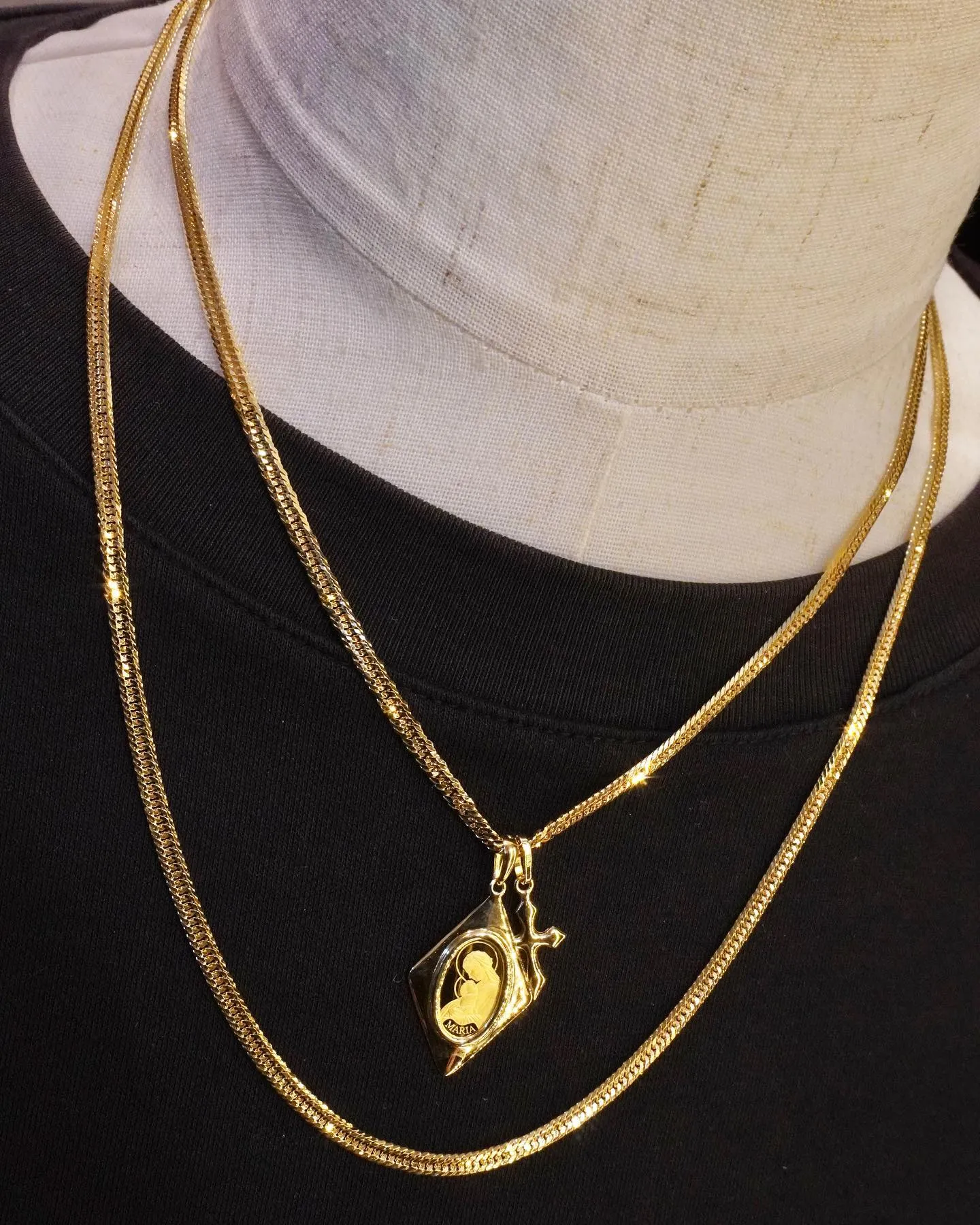 K18 ダブルペンダントコーデ⁎⁺˳✧༚