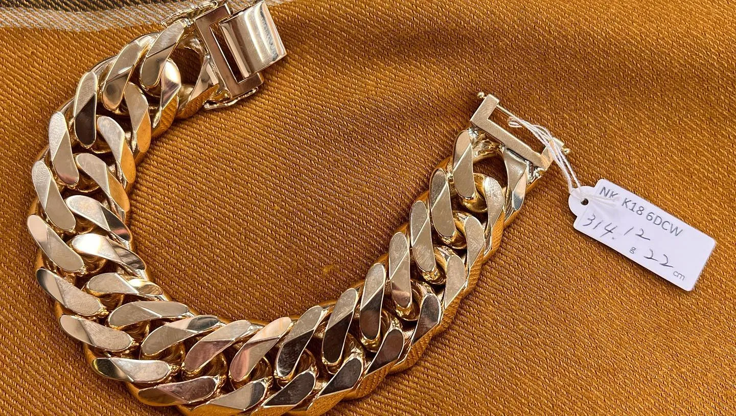 K18 6面カットダブル 300g 22cmのブレスレットを