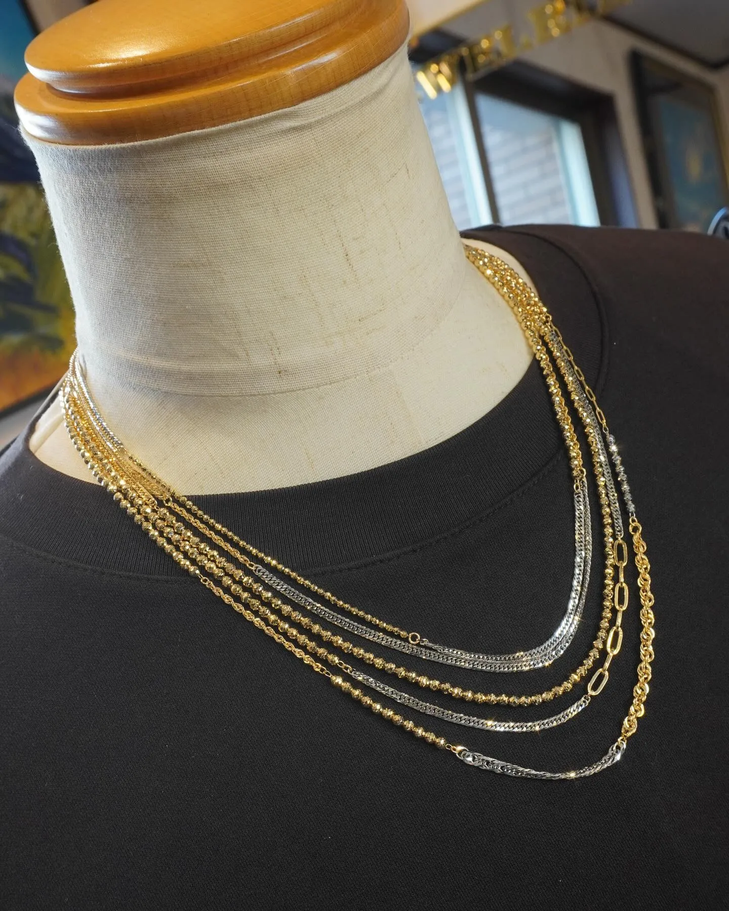 K18/Pt850ツギハギ ネックレス⁎⁺˳✧༚