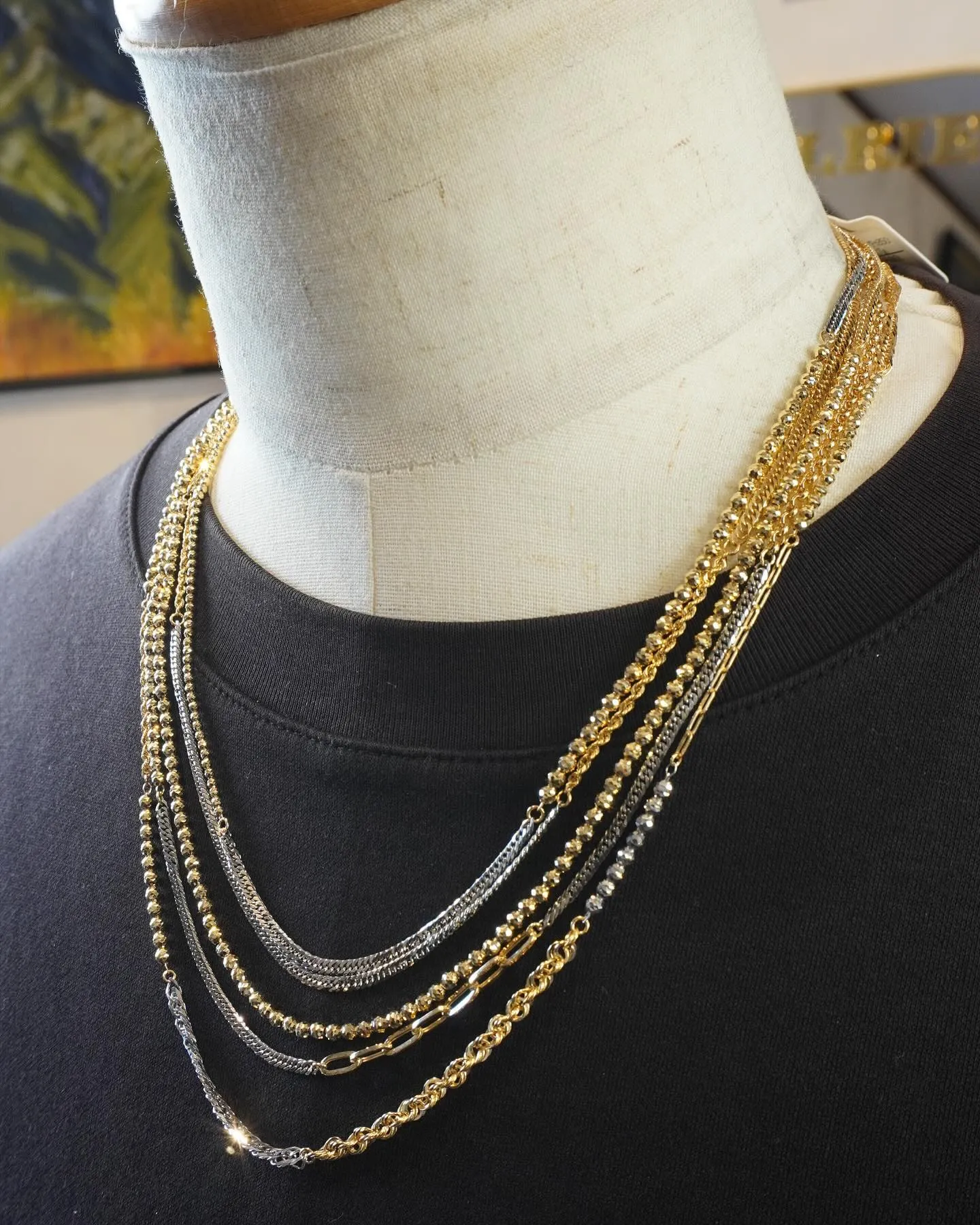 K18/Pt850ツギハギ ネックレス⁎⁺˳✧༚