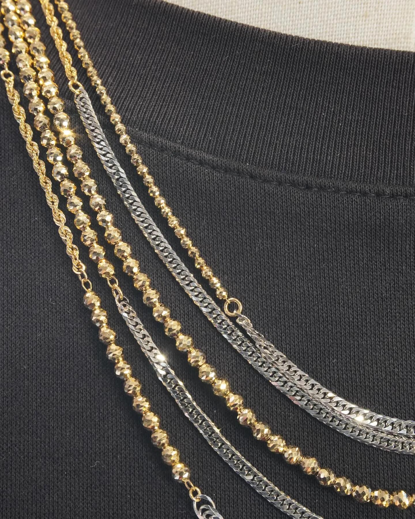 K18/Pt850ツギハギ ネックレス⁎⁺˳✧༚