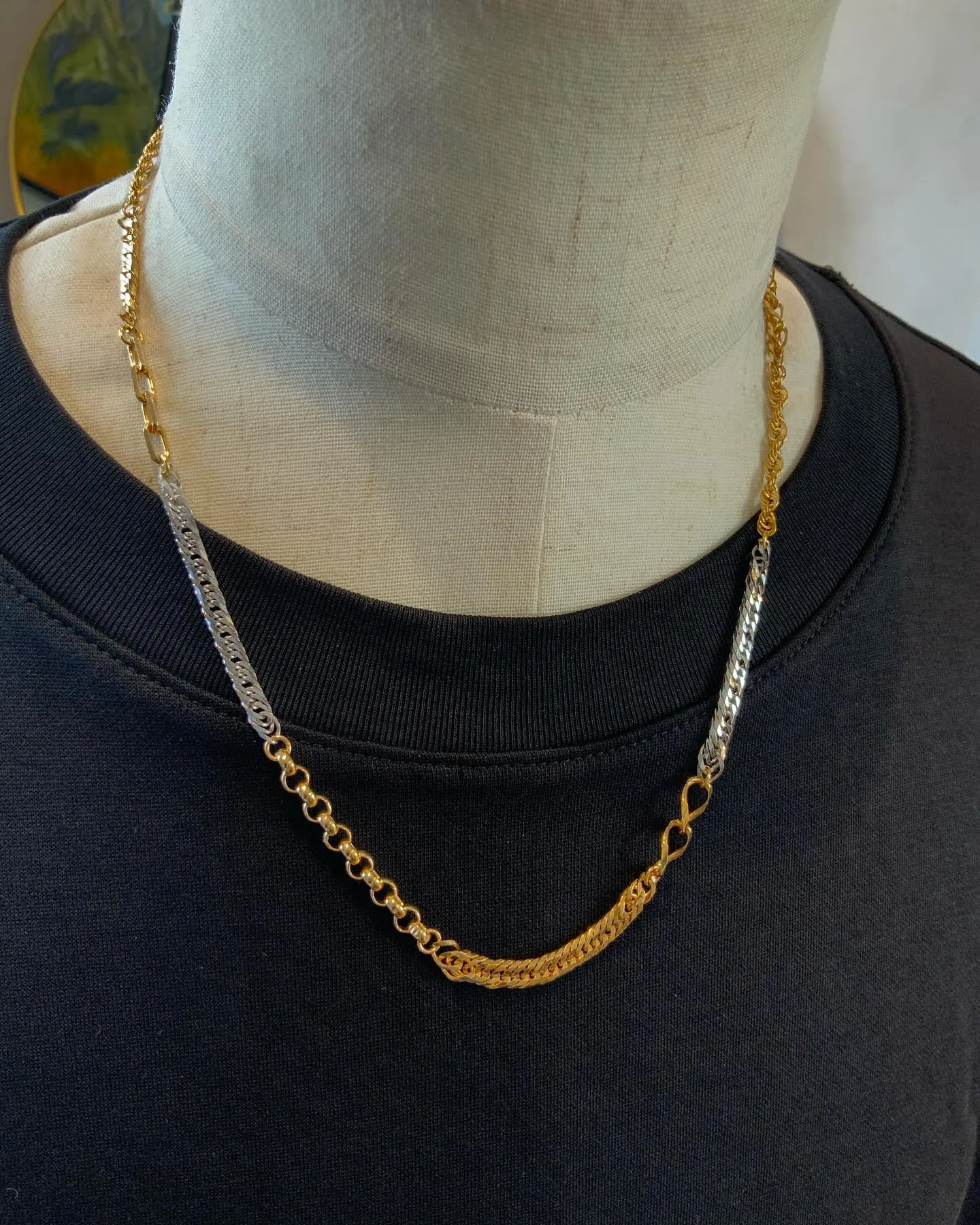 K18/Pt850 ツギハギ ネックレス52cm