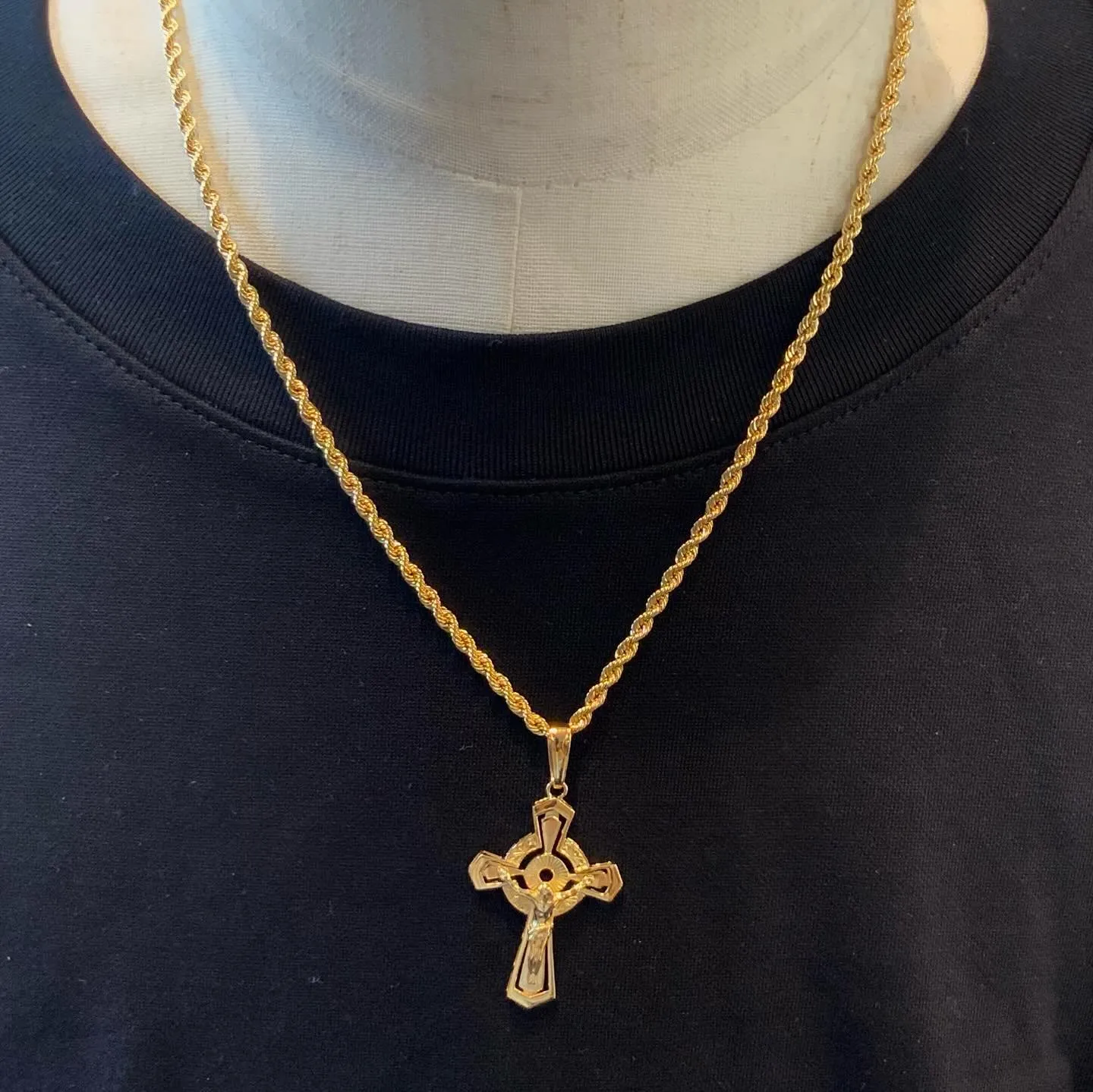 K18 3mmロープ50cm&ジーザスクロス