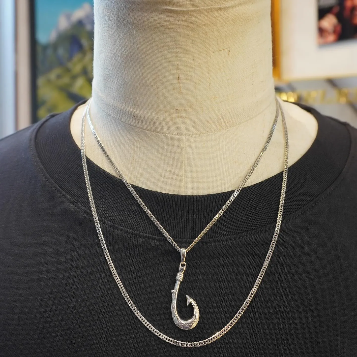 PT900 釣り針ペンダント⁎⁺˳✧༚