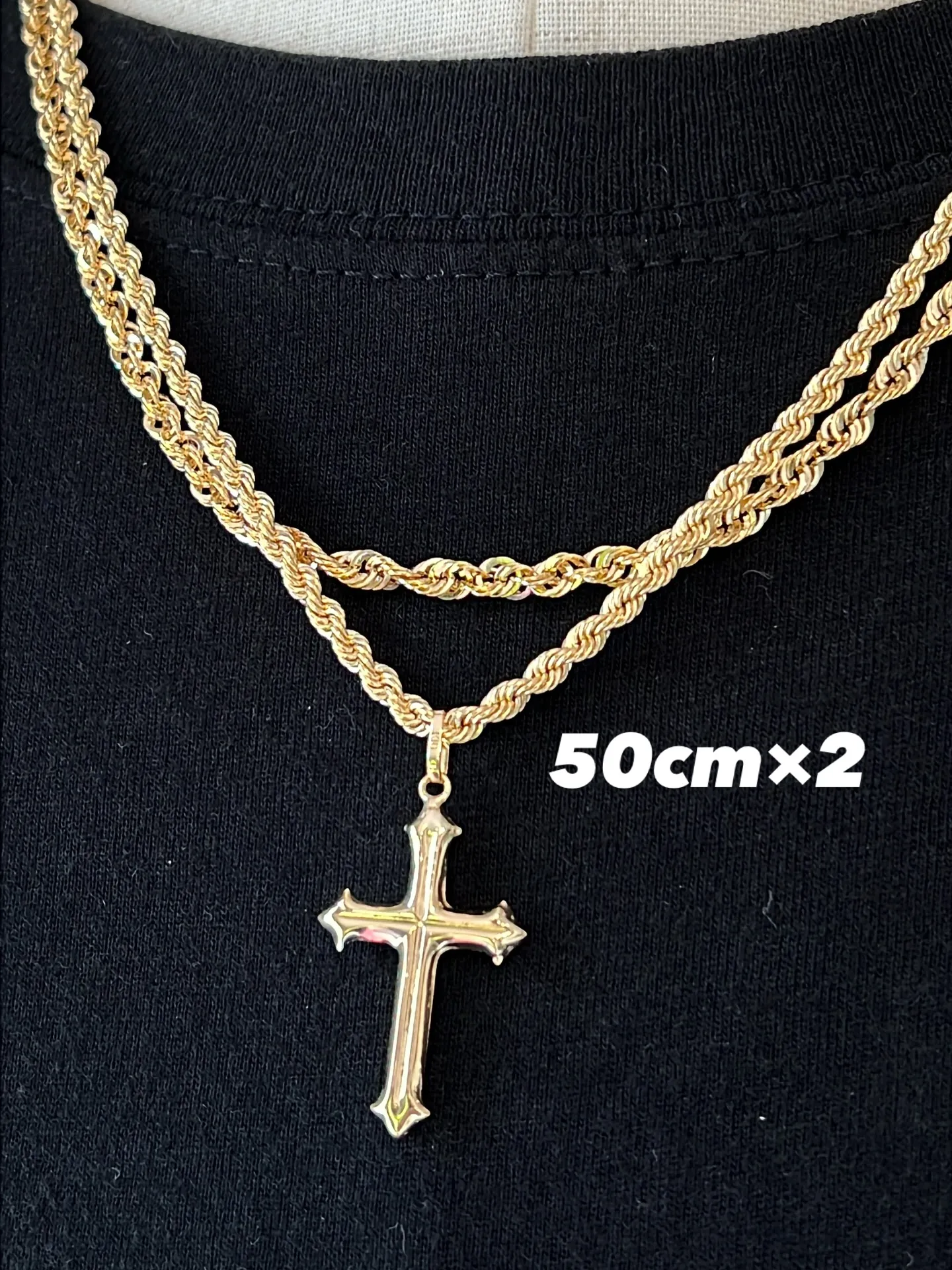 K18  ロープチェーン × クロスペンダント