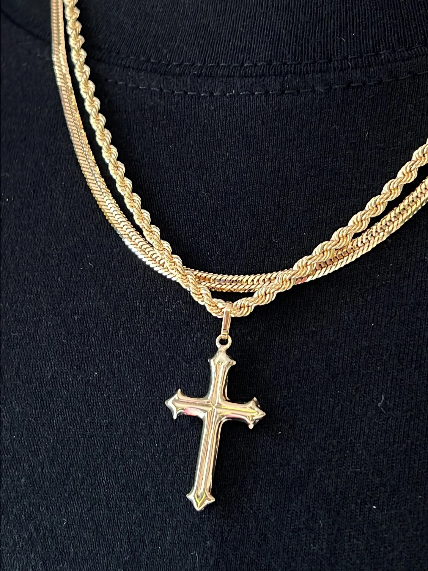 K18  ロープチェーン × クロスペンダント