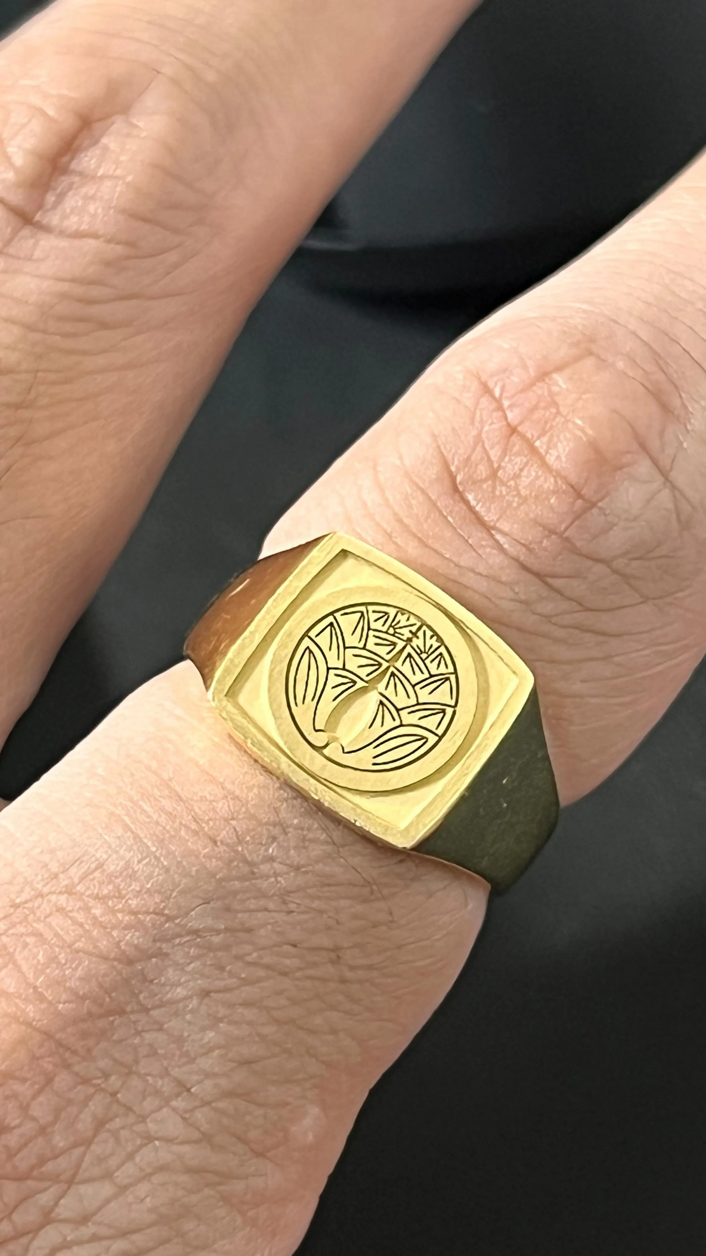 K18 印台 家紋 リング