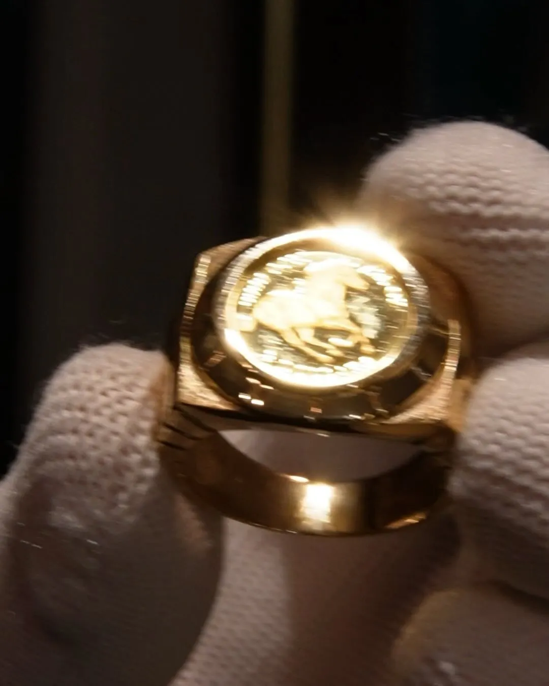 K18 純金 コイン入り メンズリング