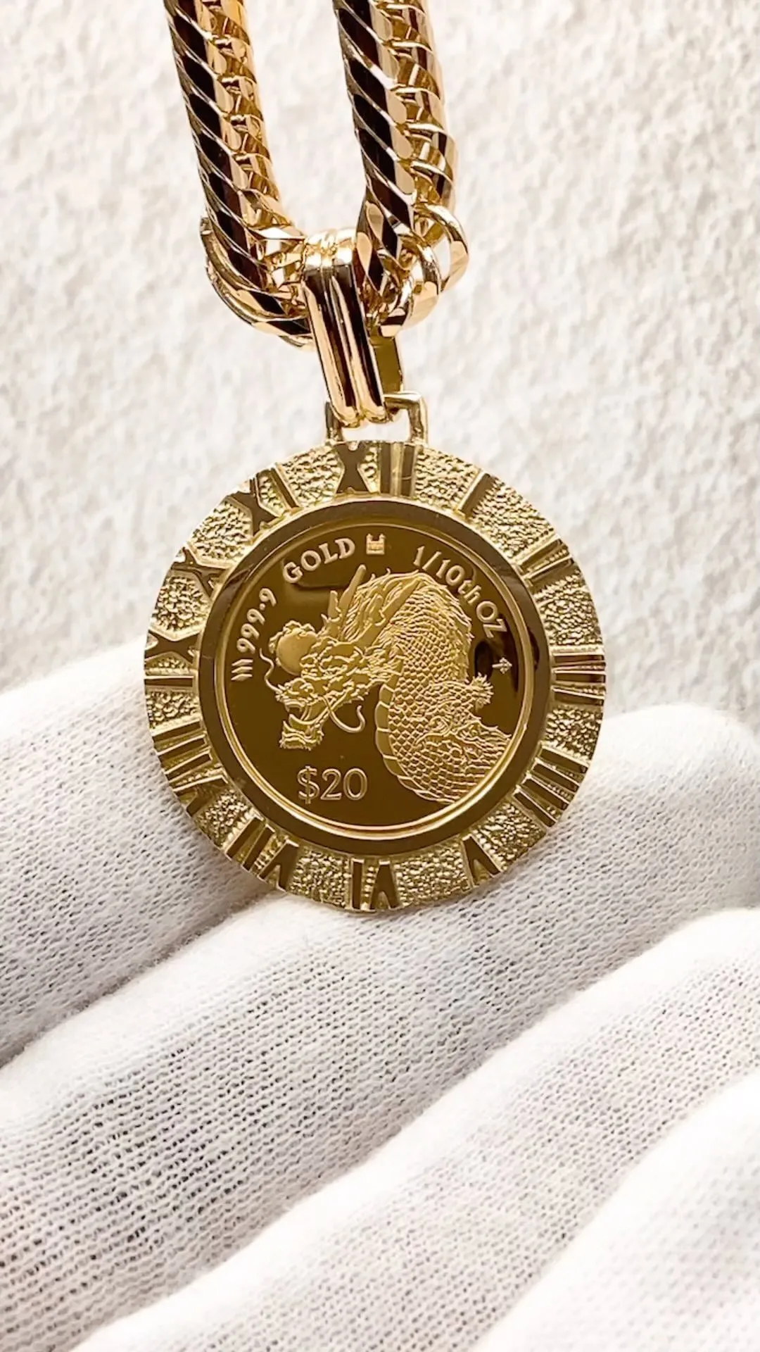 K18/K24ドラゴン＆チャールズコインペンダント⁎⁺˳✧༚